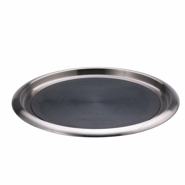 Service Ideas Tray with Built in Non-Slip Rubber Insert, 14 Round, Stainless Steel Brushed TR1614SR